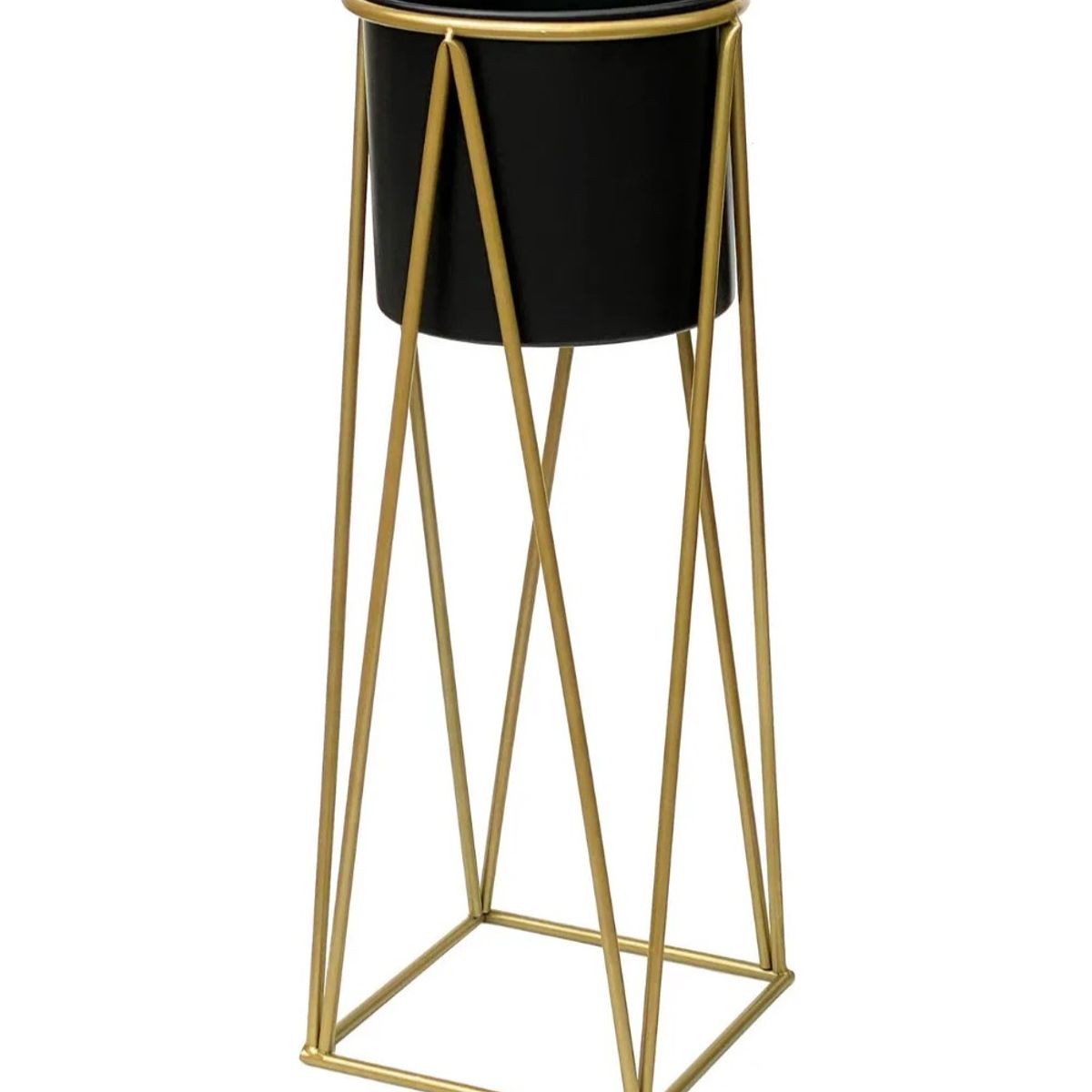GENERICO - Porta Macetero Pedestal Maceta Plantas Negro Dorado BELUG.