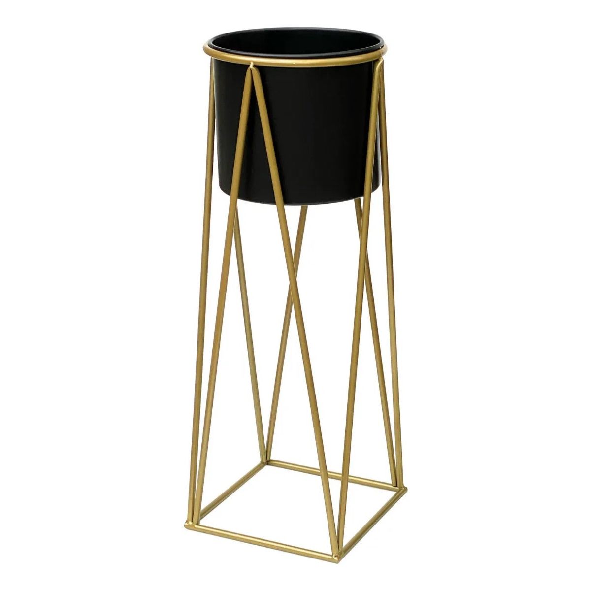 GENERICO - Porta Macetero Pedestal Maceta Plantas Negro Dorado BELUG.