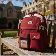 GENERICO - Bolso Mochila Escolar cute aesthetic Color Burdeo