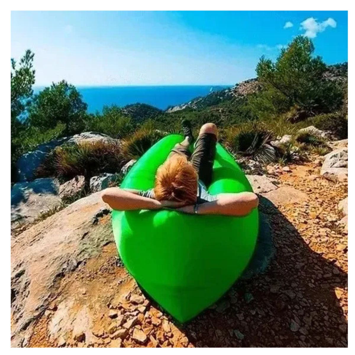 GENERICO - Sofá Inflable Portátil Tumbona Banano Camping Aire Libre Verde