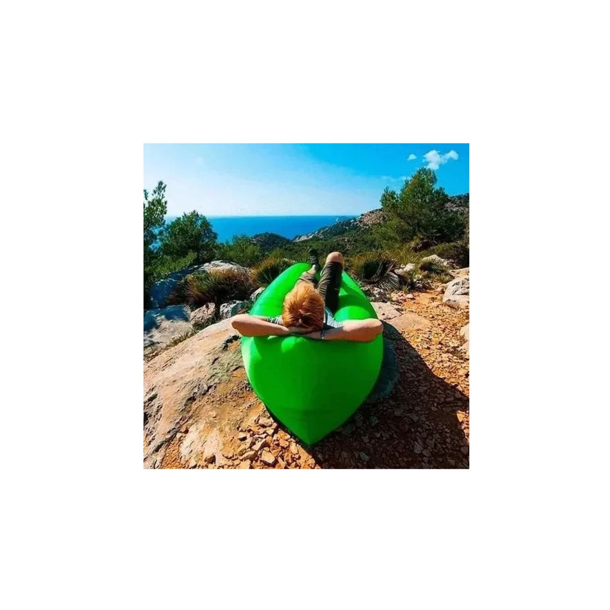 GENERICO - Sofá Inflable Portátil Tumbona Banano Camping Aire Libre Verde