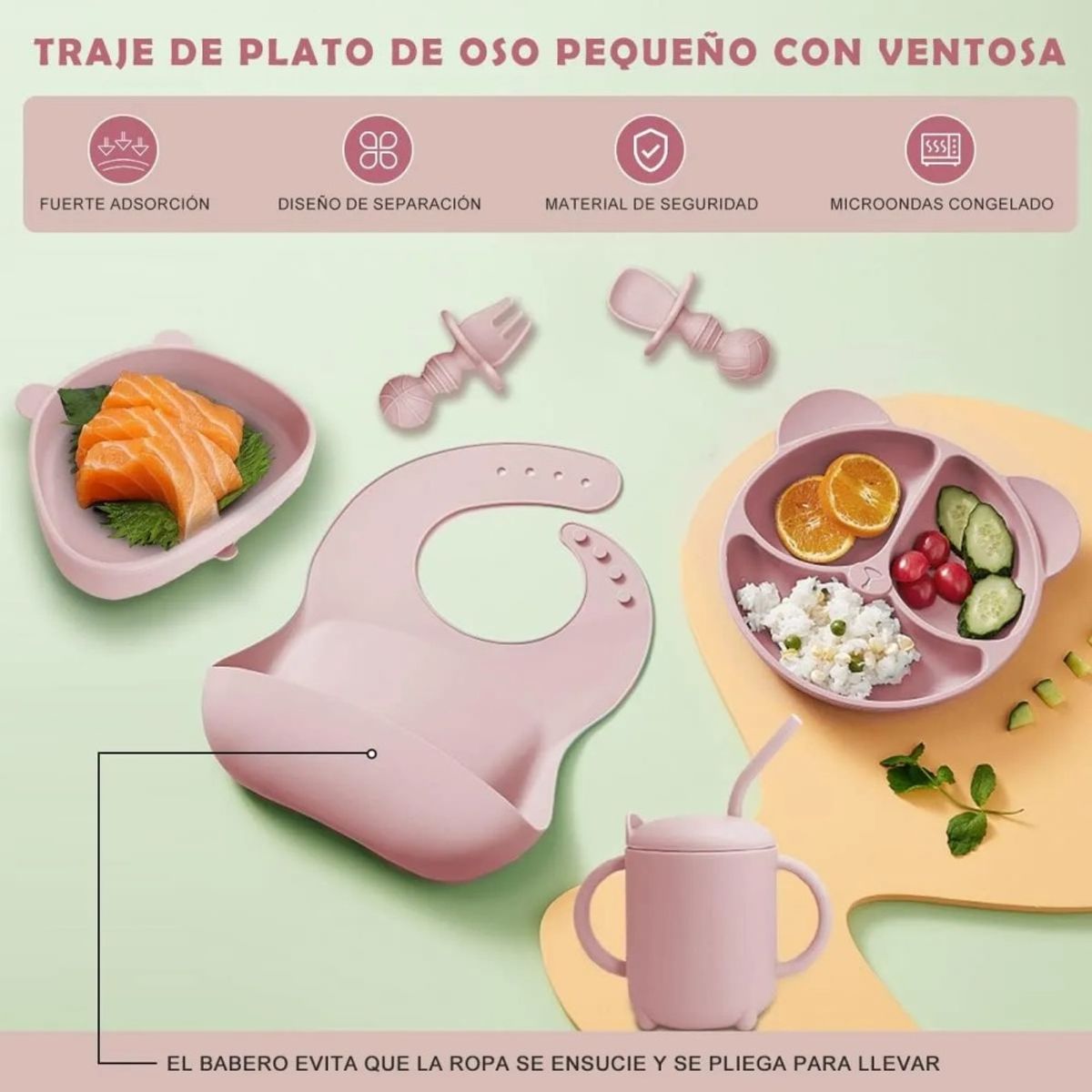 GENERICO - Set De Alimentación Silicona Dividida Con Ventosa Bebés 10pz BELUG