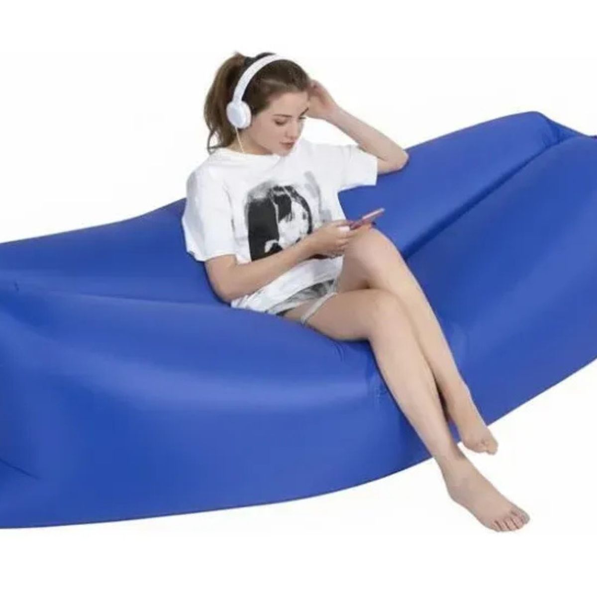 GENERICO - Sofá Inflable Portátil Tumbona Banano Camping Aire Libre AZUL