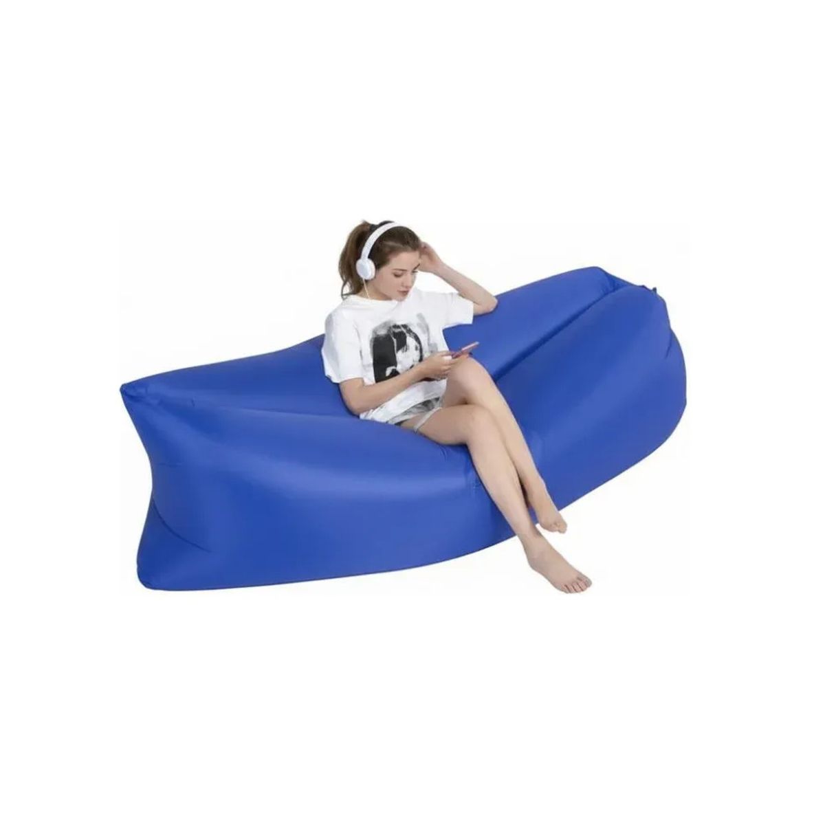 GENERICO - Sofá Inflable Portátil Tumbona Banano Camping Aire Libre AZUL