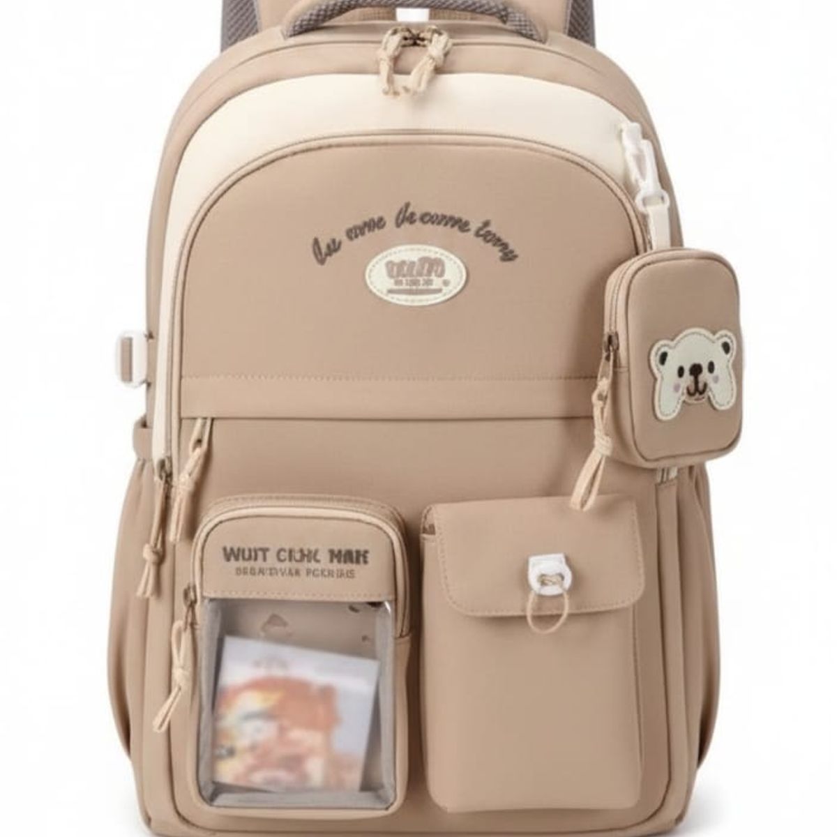 GENERICO - Bolso Mochila Escolar cute aesthetic Color Beige