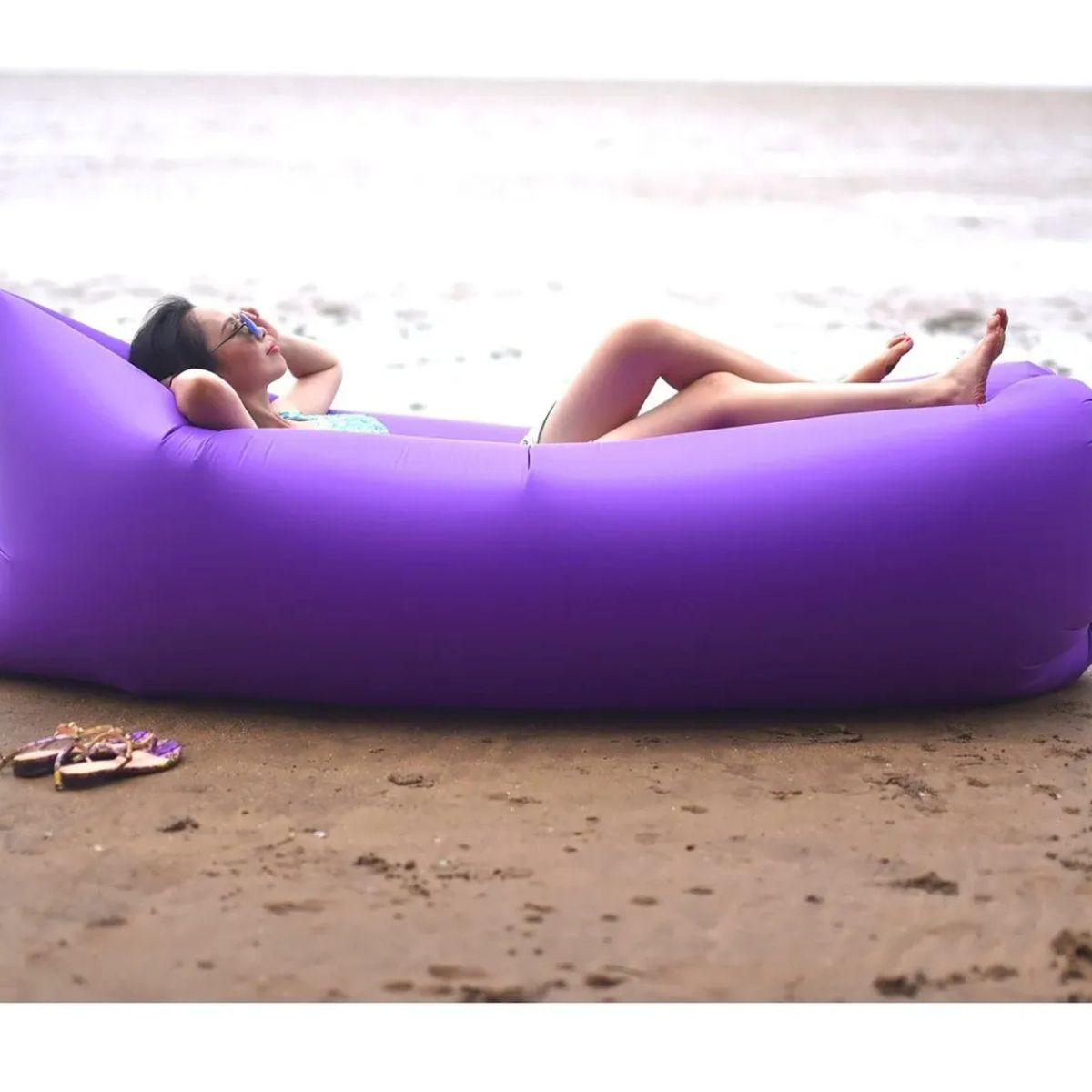 GENERICO - Sofá Inflable Portátil Tumbona Banano Camping Aire Libre MORADO
