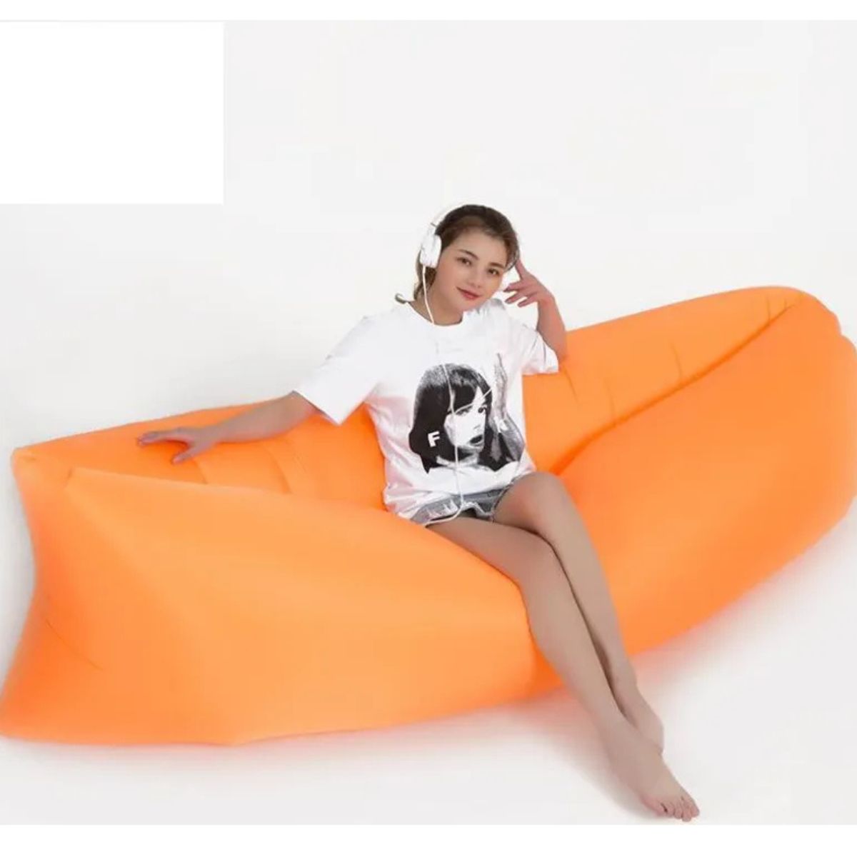 GENERICO - Sofá Inflable Portátil Tumbona Banano Camping Aire Libre NARANJA