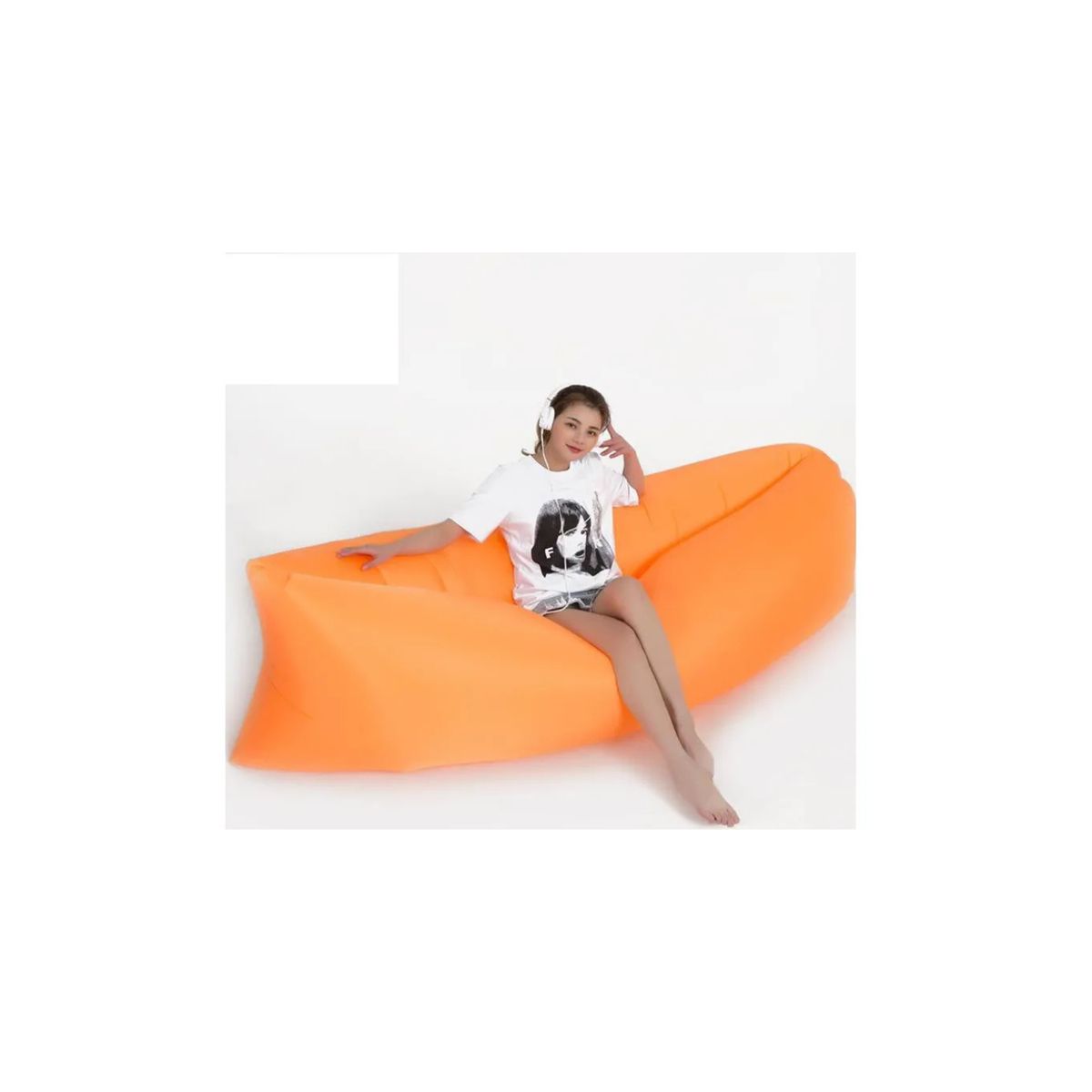 GENERICO - Sofá Inflable Portátil Tumbona Banano Camping Aire Libre NARANJA
