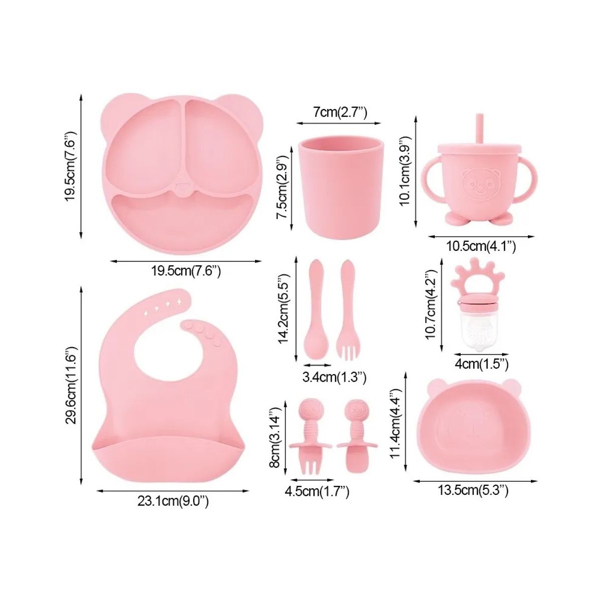 GENERICO - Set 10pcs Alimentación Silicona Dividida Con Ventosa Bebés Color Beige BELUG