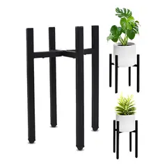 GENERICO - Set Organizador Pedestal Porta Macetero Desmontable Metal Negro.