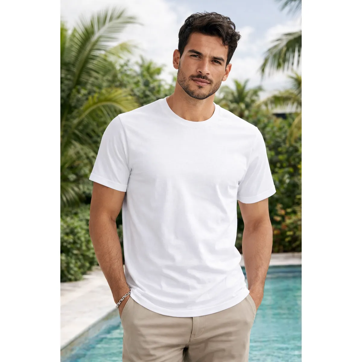 CARBIN - Polera Camiseta Hombre 100% Algodón Manga Corta
