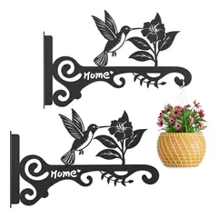 GENERICO - Soporte Para Plantas Colgantes 2 Ganchos De Pared De Hierro Negro BELUG