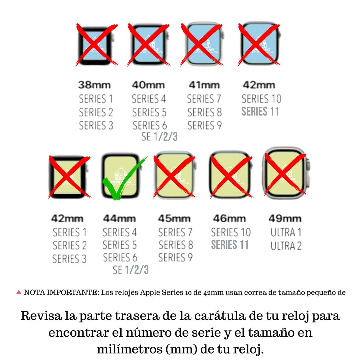 TECNOPALACE - Pack Correa Más Protector Vidrio Templado Para Apple Watch 44MM