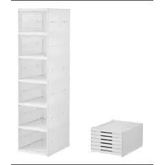 GENERICO - Zapatero Vertical Plegable 6 Pares- Organizador De Zapatos Blanco