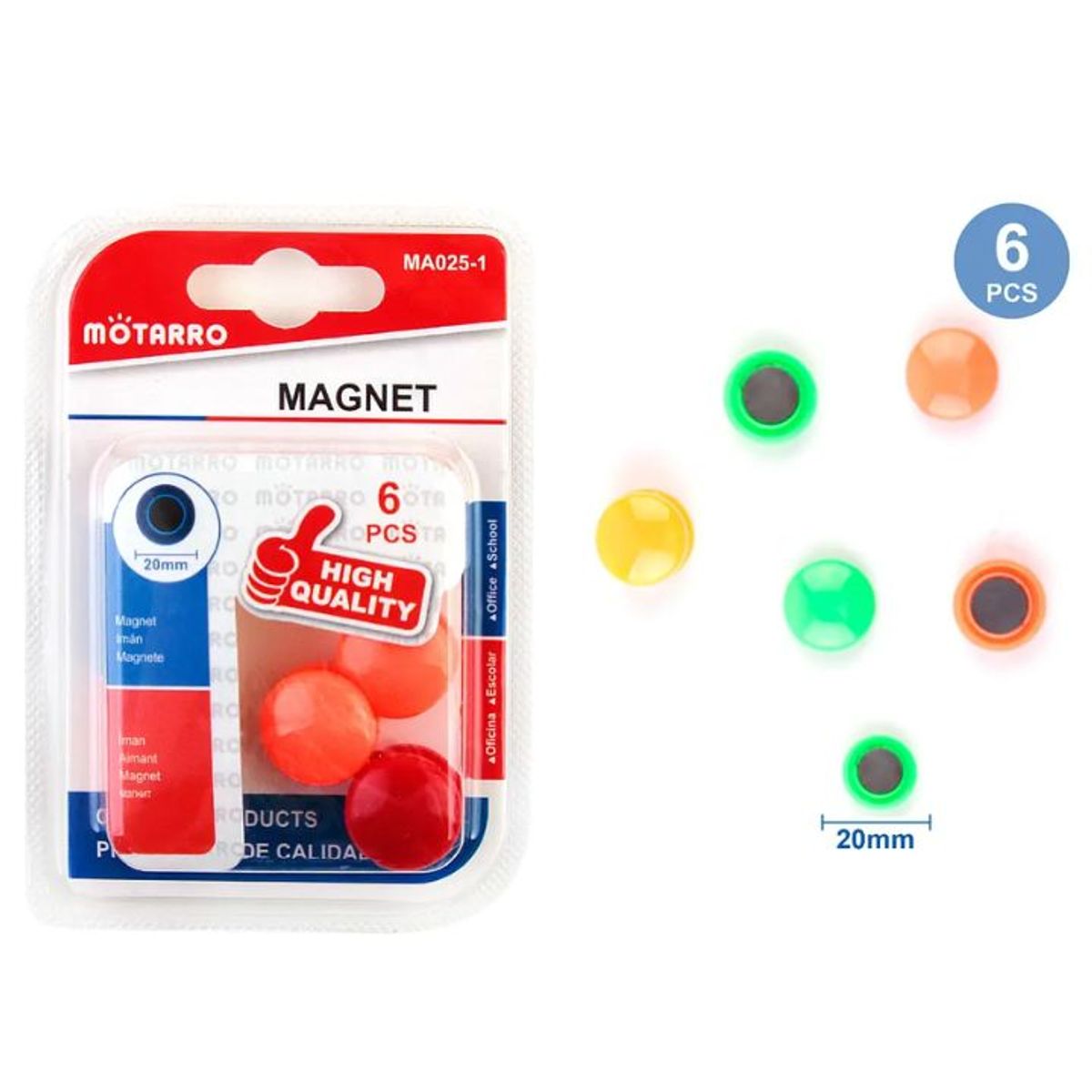 GENERICO - Iman De Color 6 Pcs Colores