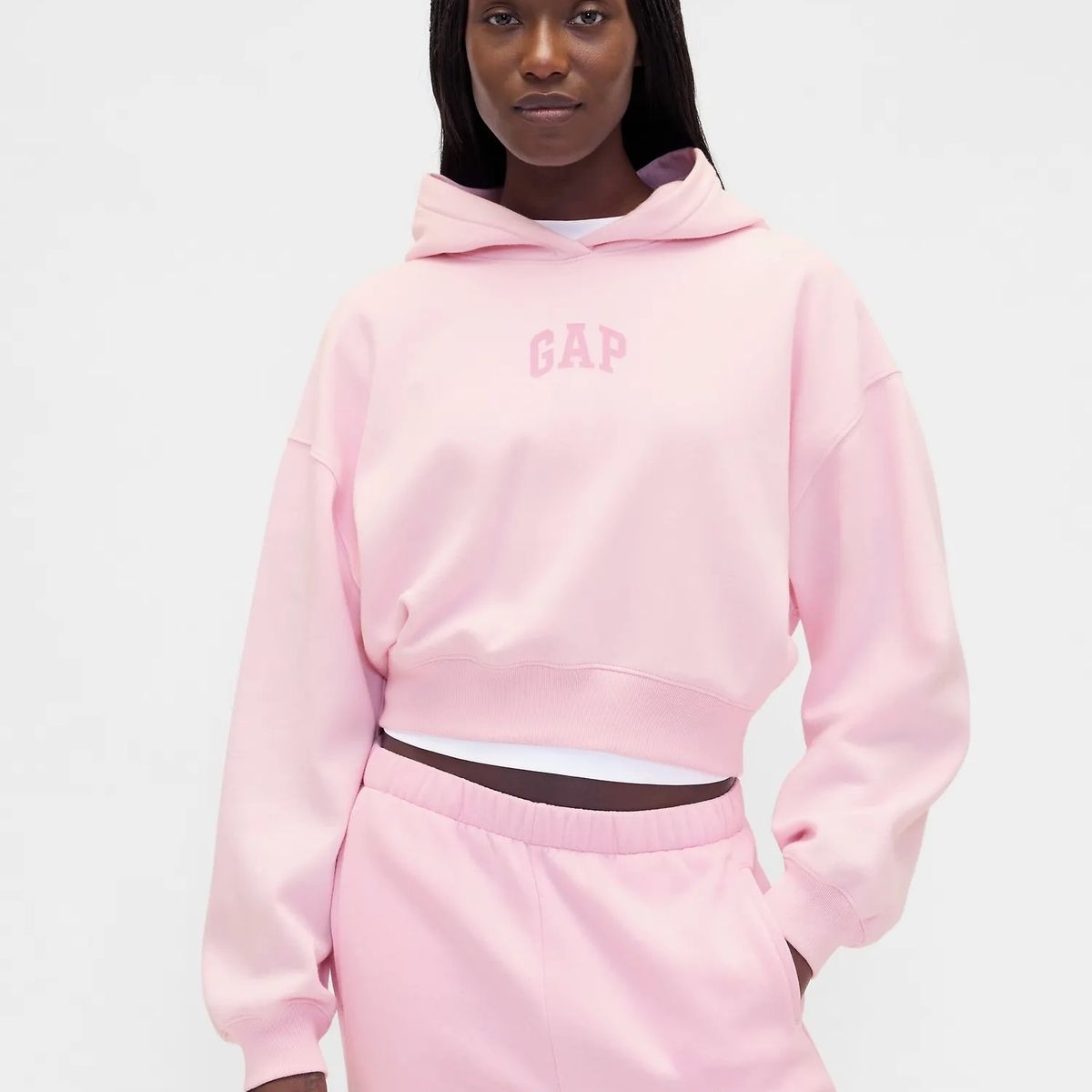 GAP - Polerón Mujer Con Gorro Sin Cierre Rosado Gap