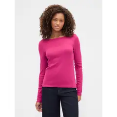 GAP - Polera Mujer Manga Larga Boatneck Rosado