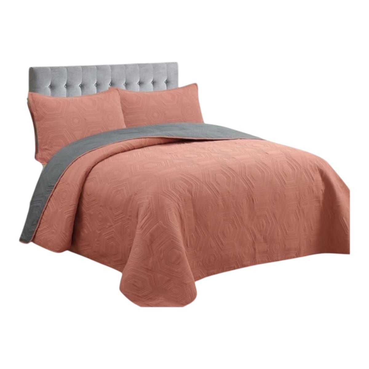 GENERICO - Cubrecama Quilt De Verano 2 Plazas Color Salmon