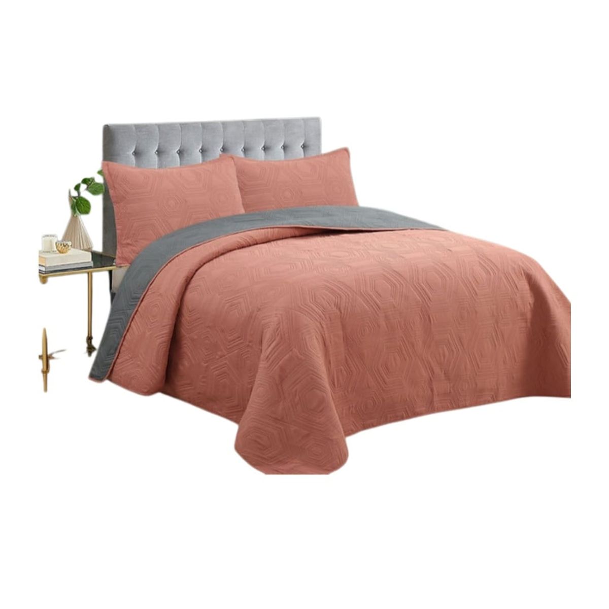 GENERICO - Cubrecama Quilt De Verano 2 Plazas Color Salmon