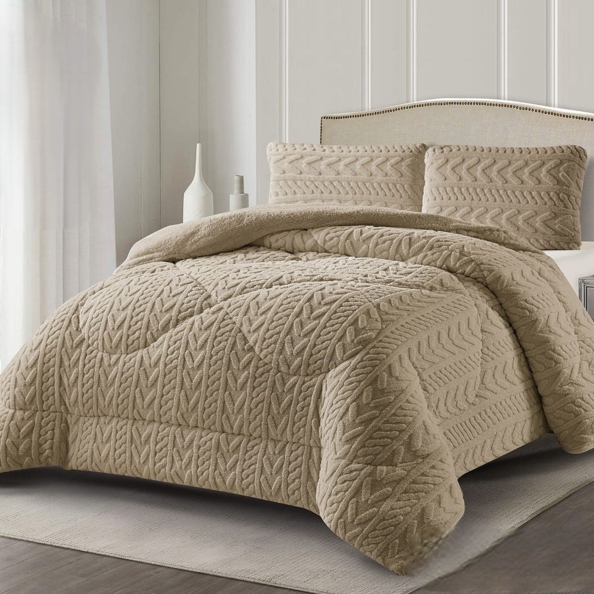 GENERICO - COBERTORES TEXTURIZADOS PARA INVIERNO SHERPAS CON CHIPORROS