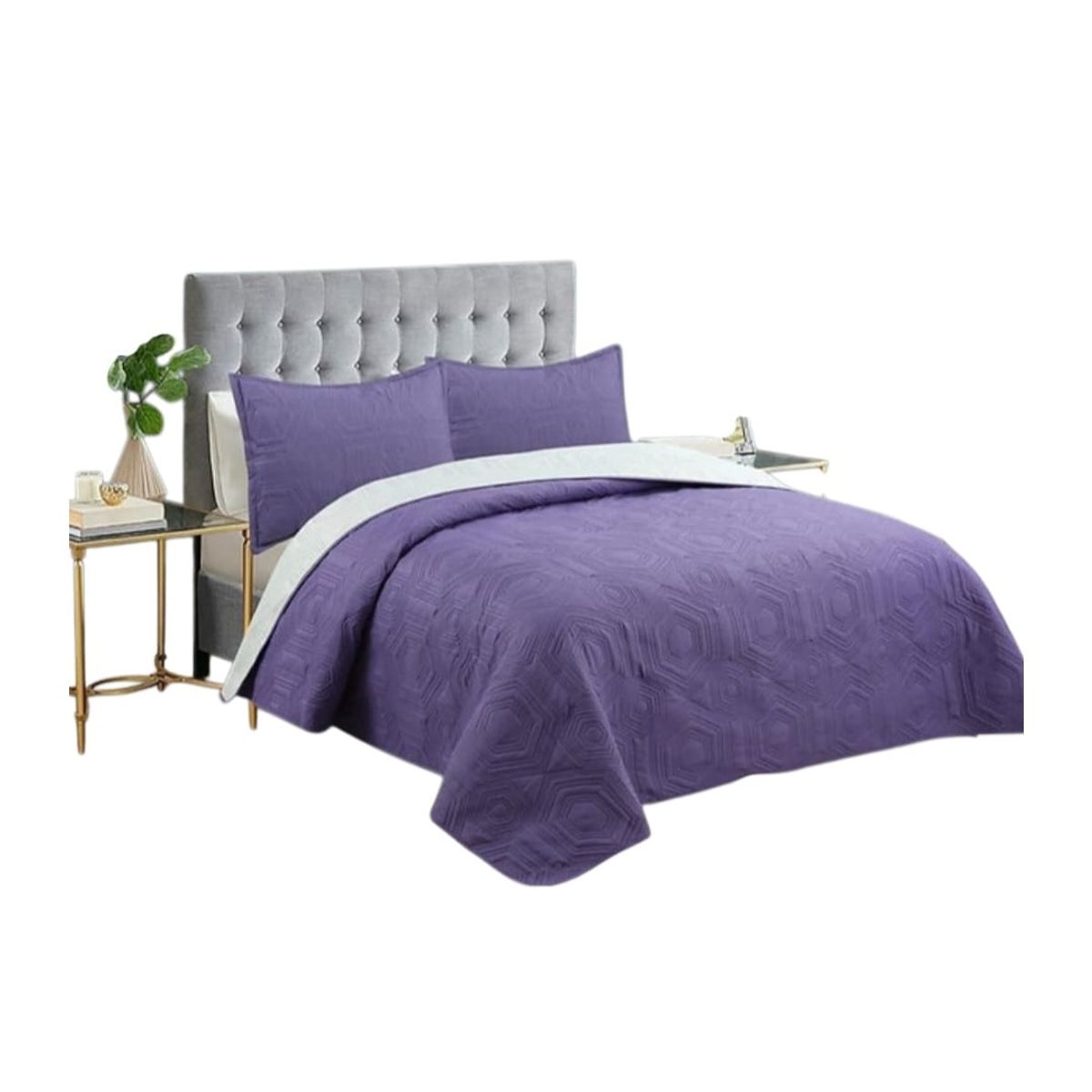 GENERICO - Cubrecama Quilt De Verano 2 Plazas Color Morado