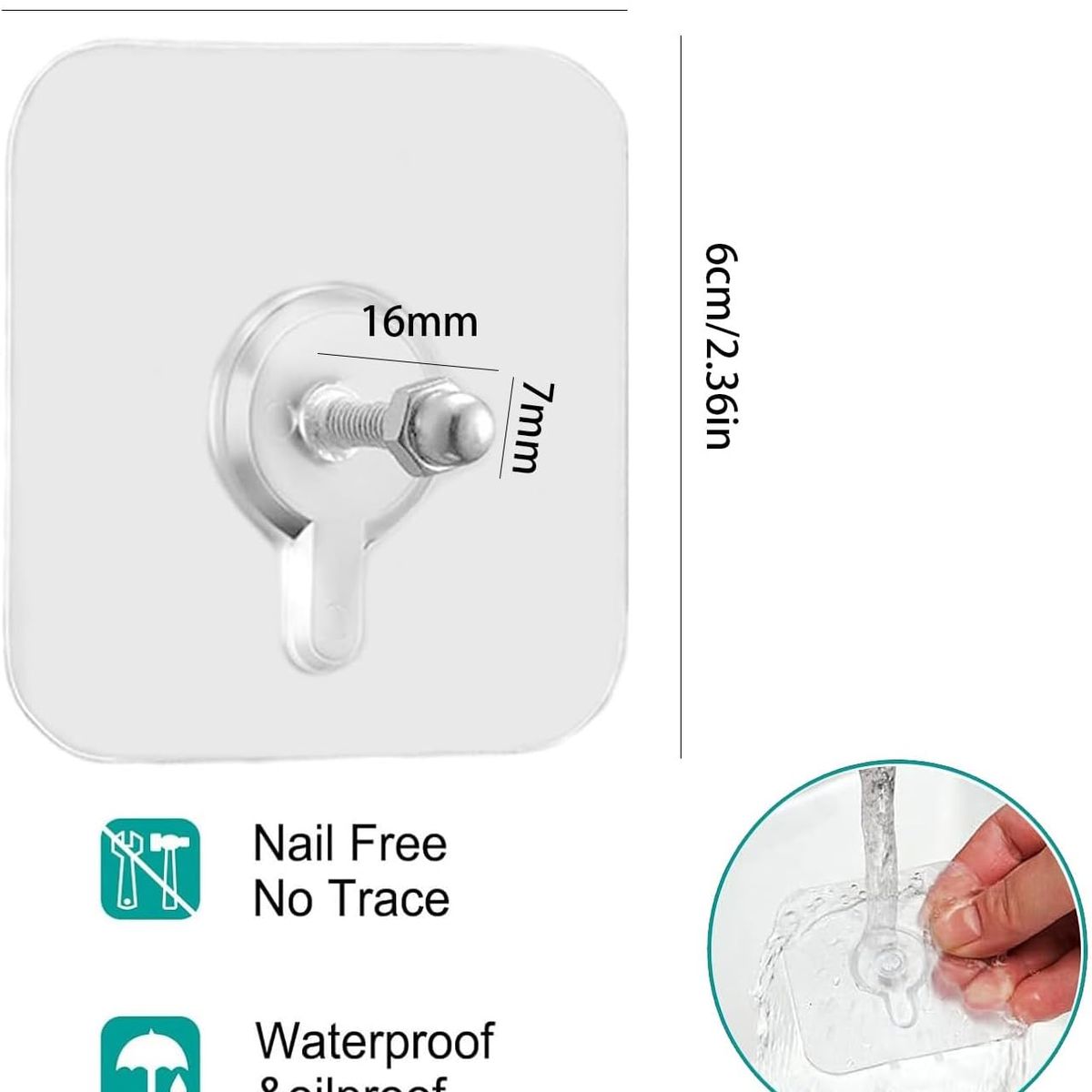 ATURE - Pack 20 Colgador Forma Clavo Adhesivos De Pared Para Colgar