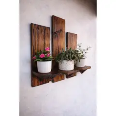 GENERICO - Repisa Mural de Madera Rústica para Maceteros – Set 3 Niveles