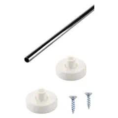 GENERICO - Pack Barra Closet 1000 Mm + Soportes + Tornillos. Plateado Pack Instalación Barra Closet