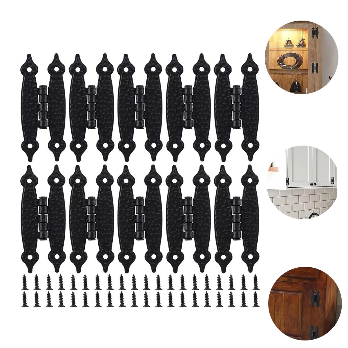 ATURE - 10 Pcs Bisagra Vintage Mariposa 89x37mm Con Tornillo Negro