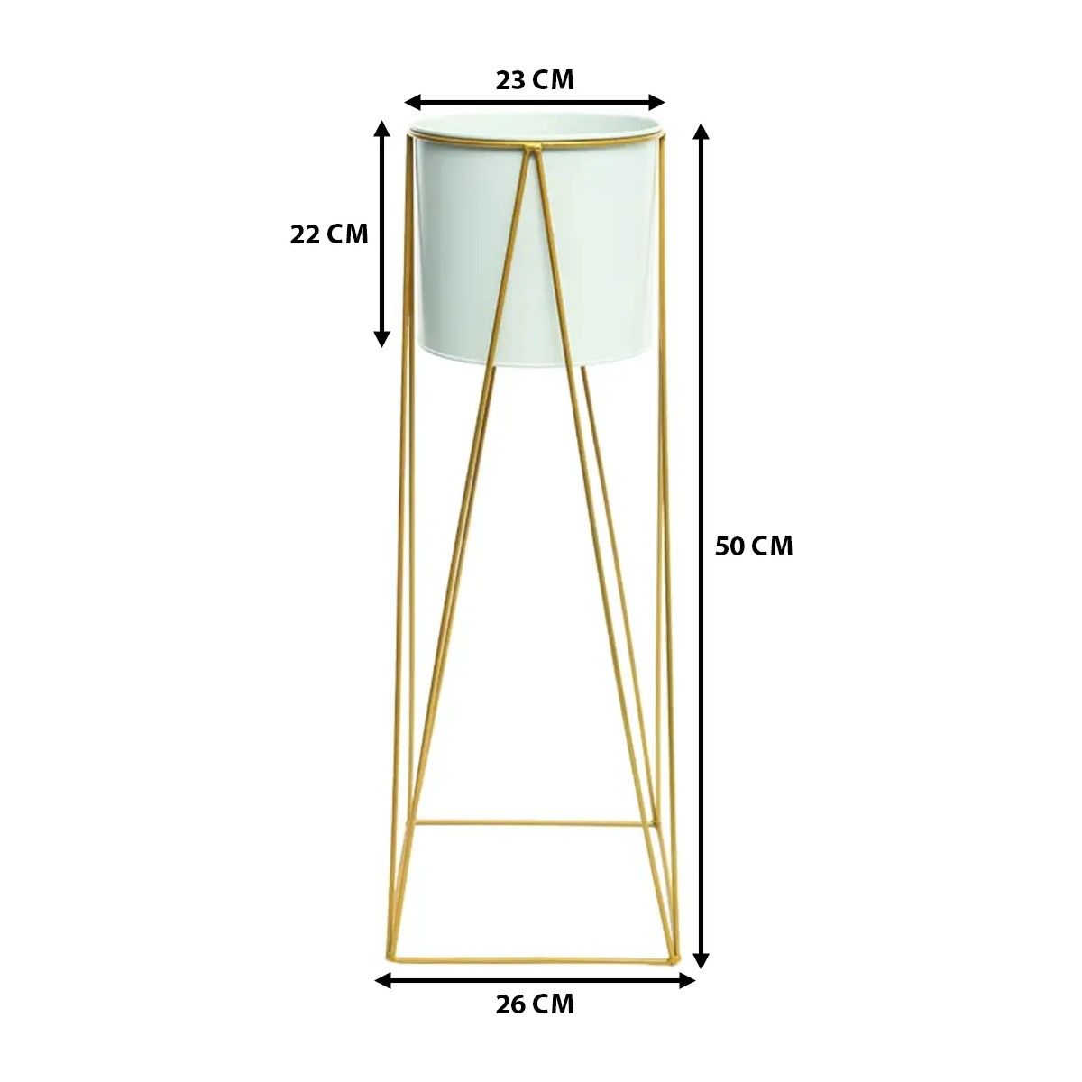 GENERICO - Porta Macetero Pedestal Maceta Plantas Blanco Dorado Mediano