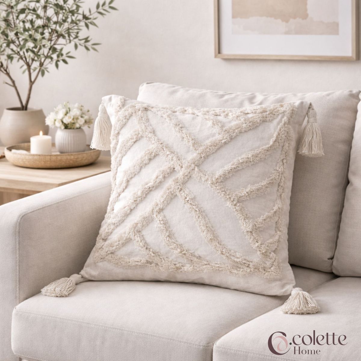 COLETTE - Funda De Cojín Boho Asimétrica 45 x 45