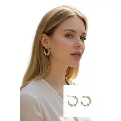 GENERICO - Aro semiargolla irregular torcida enchapados en oro