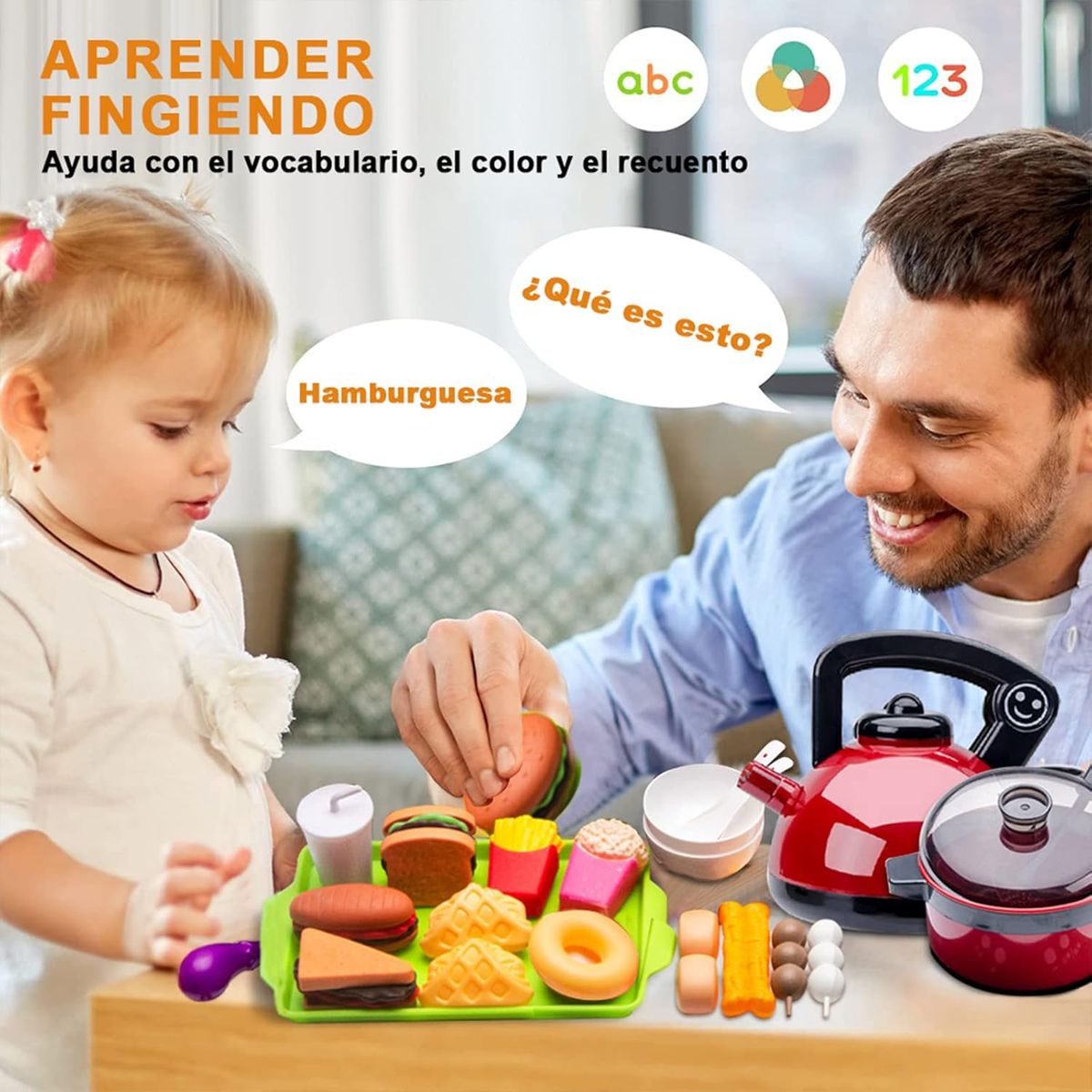 KUANGYE - 61 Piezas,juego De Juguetes De Cocina Para Niños Pequeños