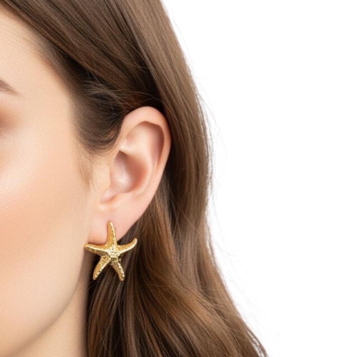 GENERICO - Aro estrella de mar enchapados en oro 24K