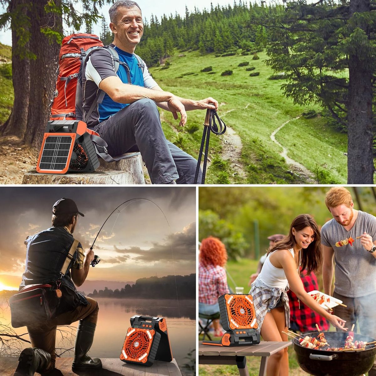 EVERSO - Ventilador Camping Solar Recargable 5velocidadecon Con Led