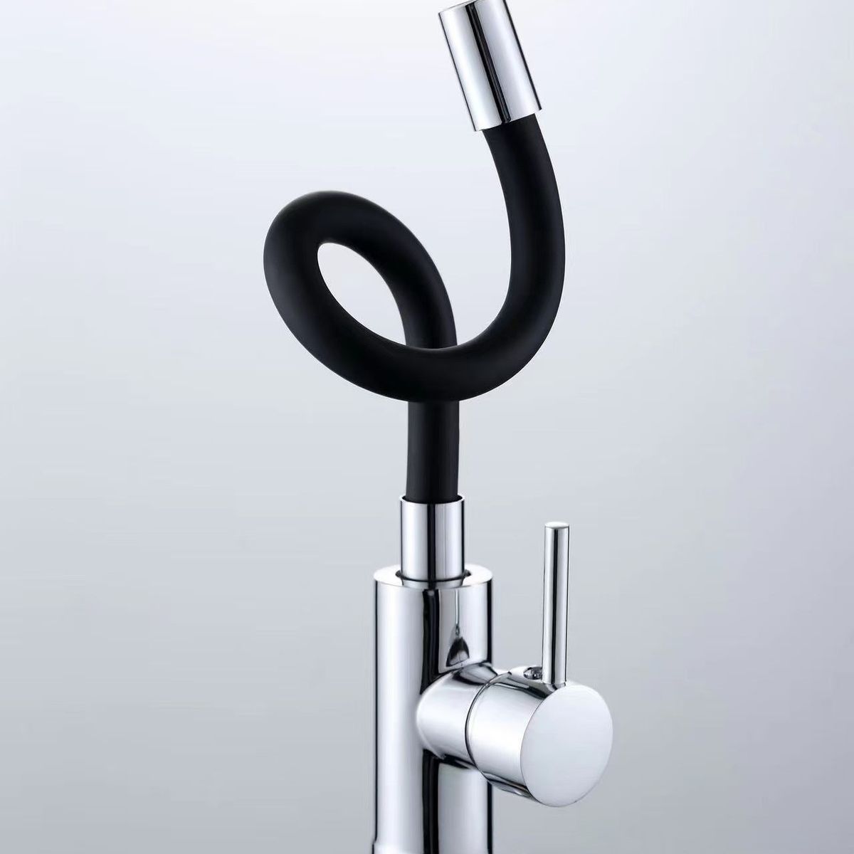 KINDA NICE - Llave Lavaplatos Monomando Cuello Flexible Negro Giratorio