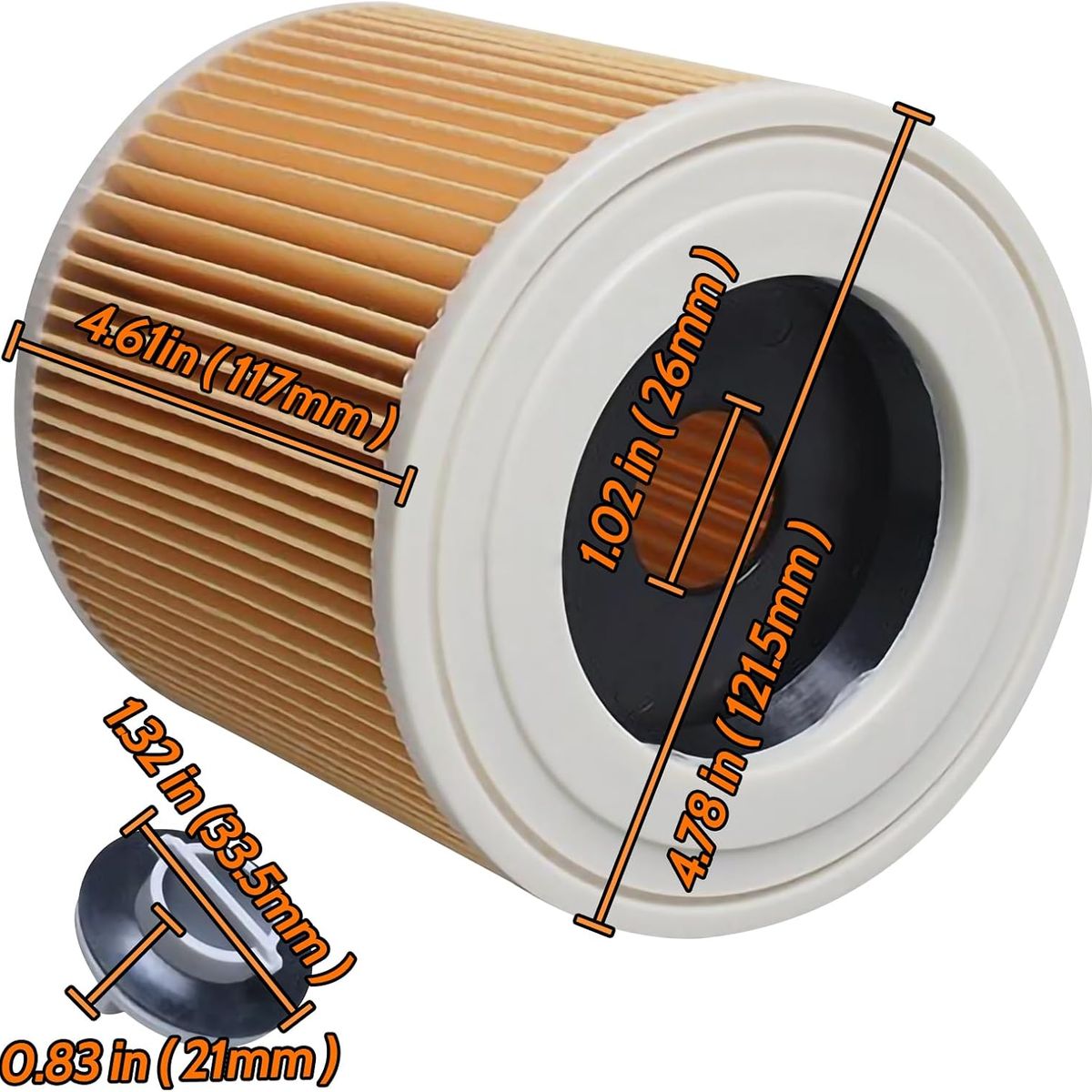 KINDA NICE - Filtro Aspiradora Para Karcher 6414-5520 Wd2 Wd3 Mv2 Mv3