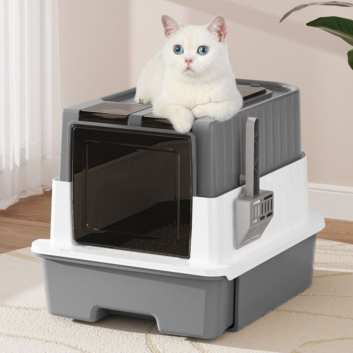 EVERSO - Arenero Gato Cerrado Grande 2puerta Con Tapa Y Pala 50x35x35