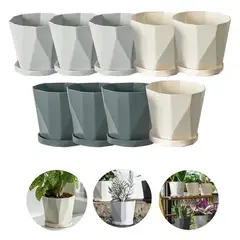 ATURE - 9 Pcs Macetas De Plastico Con Separador De Agua 3 Colores