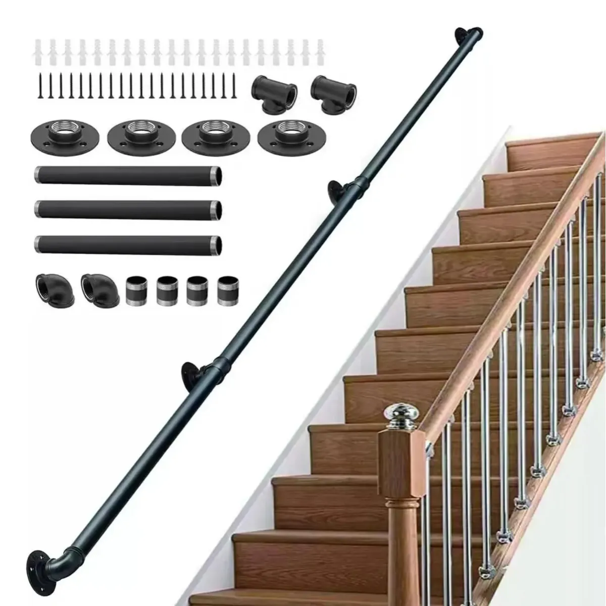 ATURE - Barandilla De Hierro De 3m Para Escalera + Tornillos