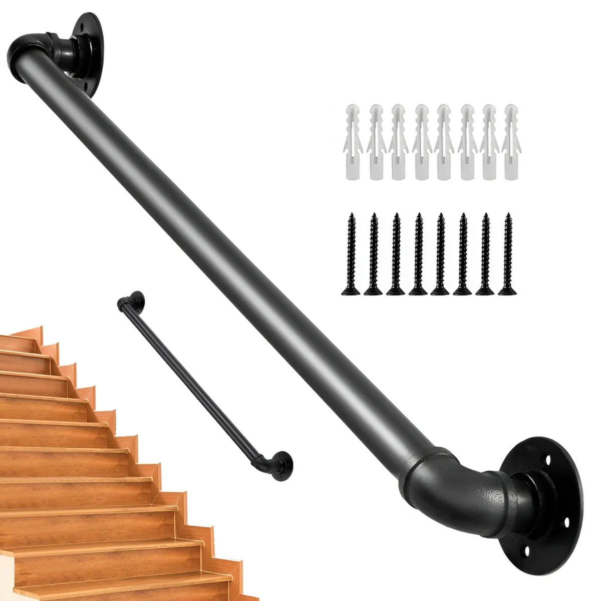 ATURE - Barandal De Pasamano De Tuboescaleras Profesionales 1m Negro