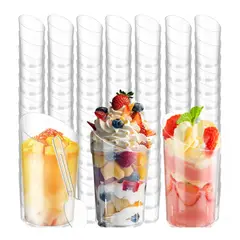 ATURE - 100 Vasos Shot Acrilico Postres Vasos Plastico +100 Cucharas