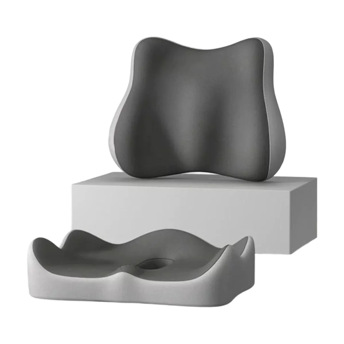 ATURE - Cojin Lumbar Ergonomico Y Asientopara Sillas Color Grisclaro