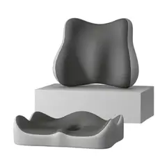 ATURE - Cojin Lumbar Ergonomico Y Asientopara Sillas Color Grisclaro