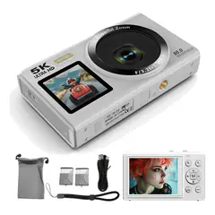 EVERSO - Cámara Digital 5k Portátil Pantalla Dual Con Luz De Relleno