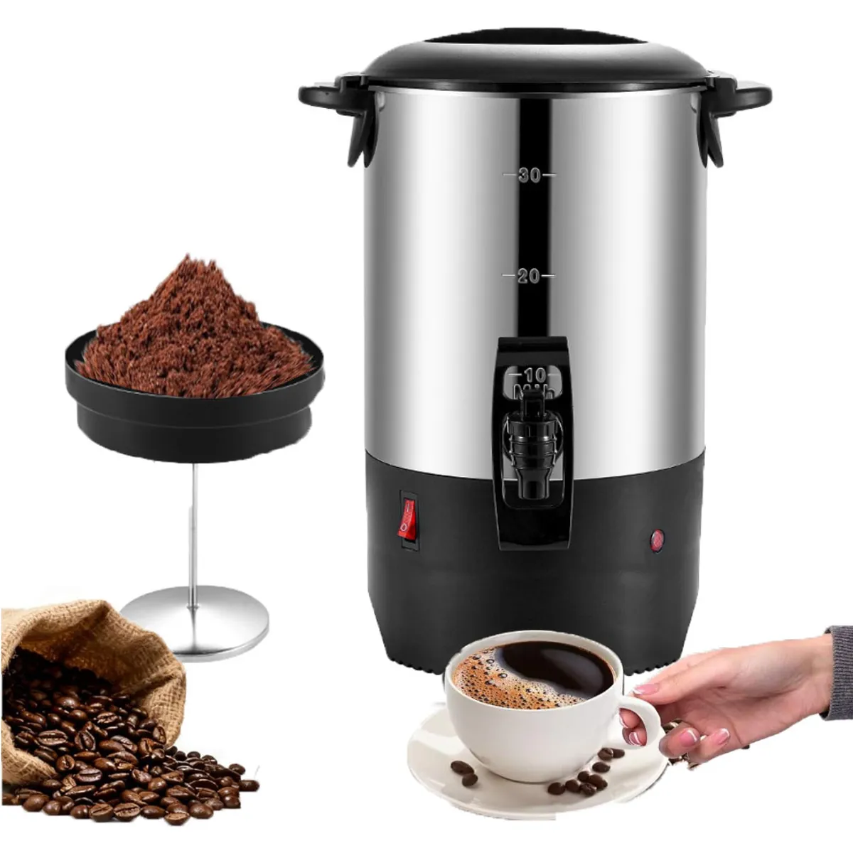 EVERSO - Cafetera De Acero Inoxidable De 55l 30tazas Para Comercial