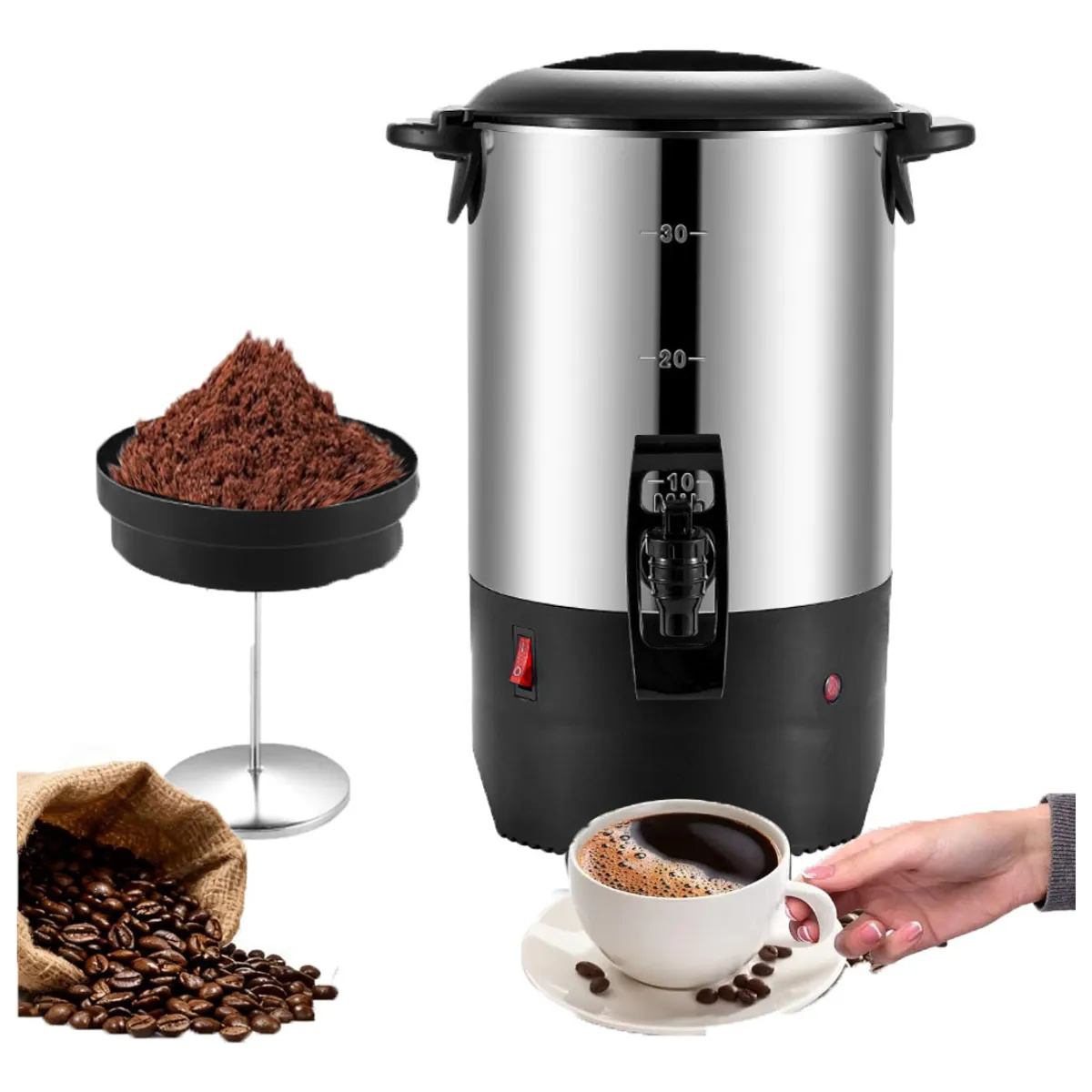 EVERSO - Cafetera De Acero Inoxidable De 55l 30tazas Para Comercial