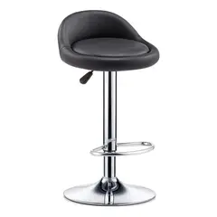 EVERSO - Silla Bar Pisos Altura Regulable Taburete Con Respaldo Cromado Negro