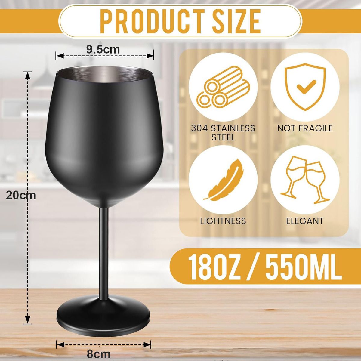 EVERSO - Set 2 Copas De Vino 550ml De Acero Inoxidable Irrompibles