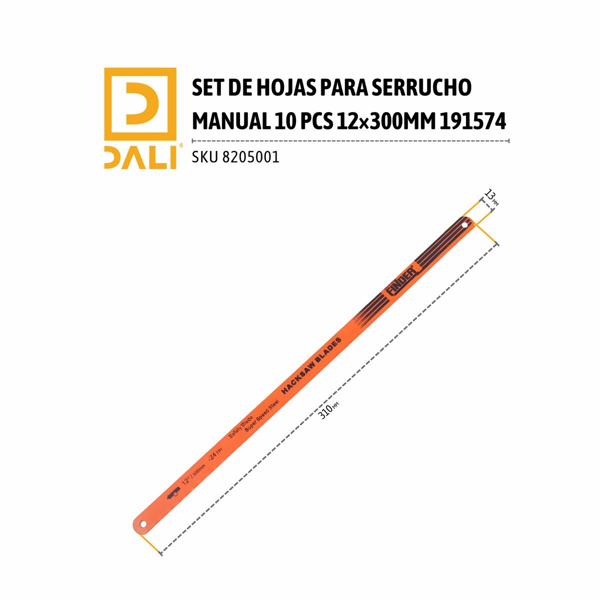 DALI - SET DE HOJAS PARA SERRUCHO MANUAL 10 PCS 12×300MM 191574